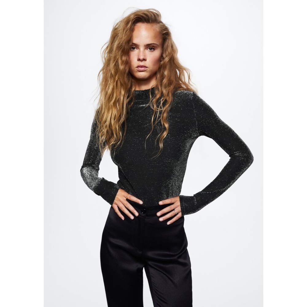 MANGO Shiny Turtleneck Top